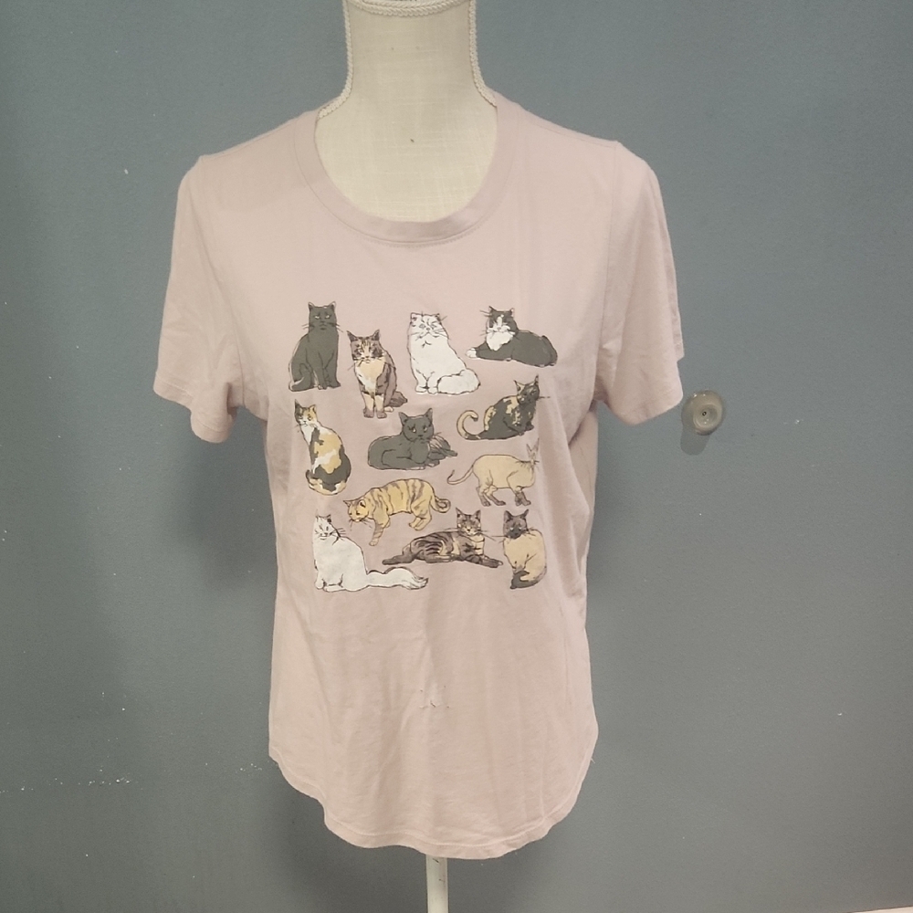 Mighty Fine Cat Feline Kitty Cropped Fitted Short Sleeve Top Cottonblend Grunge